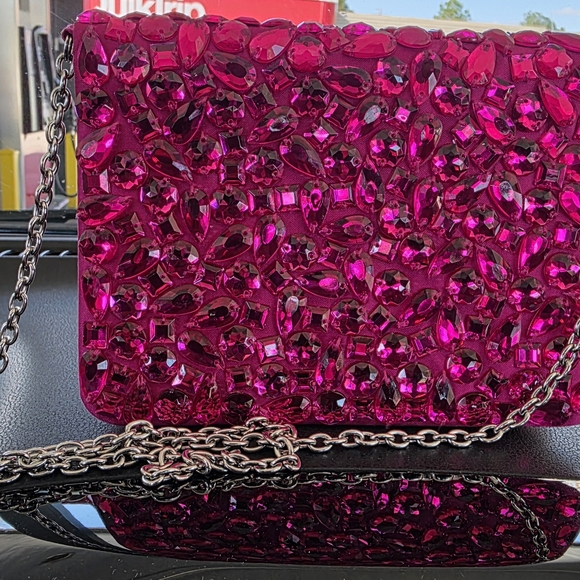 Banana Republic Handbags - Banana Republic Vibrant Pink Crystal Crossbody Bag